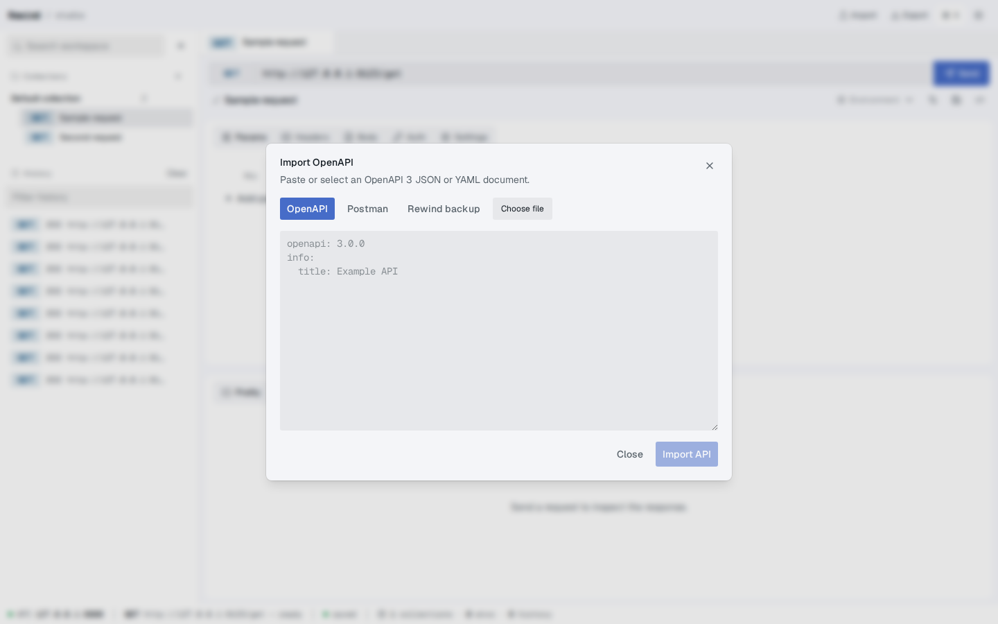 Import dialog